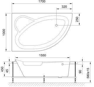 Акриловая ванна Royal Bath Alpine левая 170x100см белый RB819102L